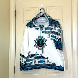 Unisex Bohemian Tribal Vibe White Hoodie Size XL